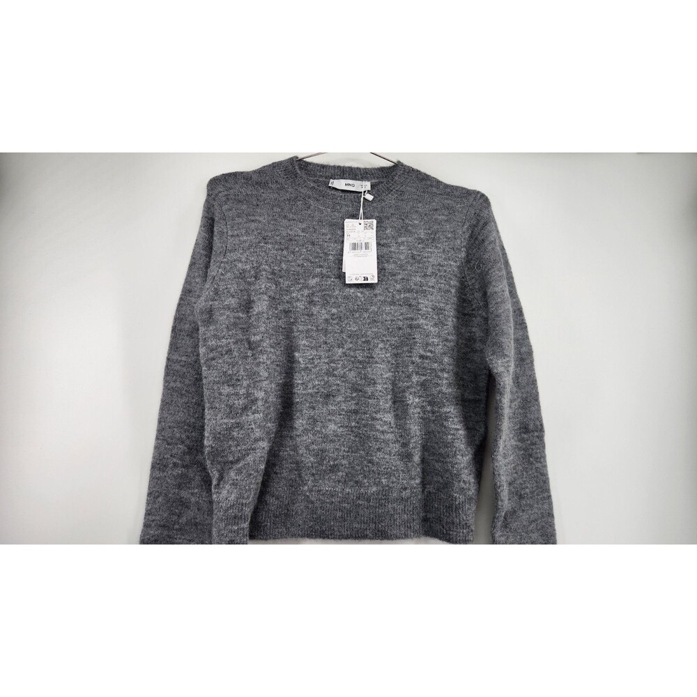 NWT Mango MNG Womens Medium Gray‎ Knitted Wool Blend Sweater Alpaca Blend